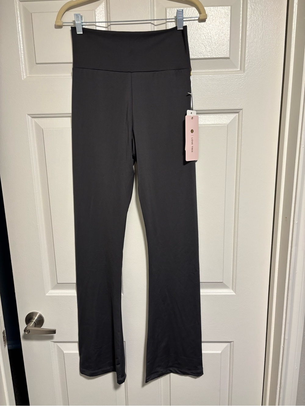 Love Tree Charcoal Gray High-Rise Leggings with Flared Bottom